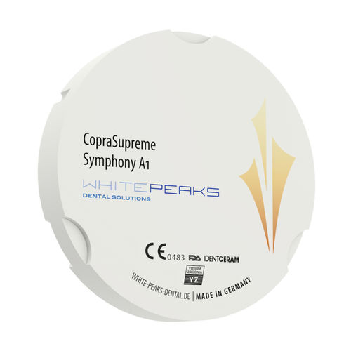 Materiale odontoiatrico in zircone - CopraSupreme Symphony 95 ZZ - Whitepeaks Dental Solutions GmbH - per ricostruzione dentale / per denti posteriori / per denti anteriori