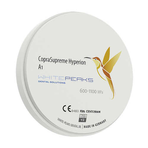 Materiale odontoiatrico in zircone - CopraSupreme Hyperion 98 - Whitepeaks Dental Solutions GmbH - per ricostruzione dentale / ad alta traslucidità / opaco