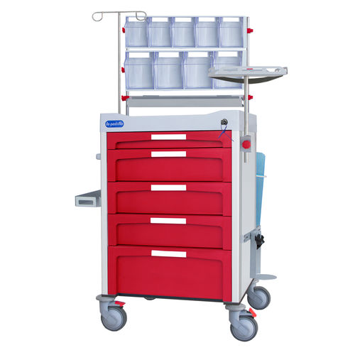 Carrello di emergenza - F-DNOV-K15 - Behmpat Producciones S.L - per trattamenti / in alluminio anodizzato / con asta portaflebo