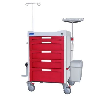 Carrello di emergenza - F-DNOV-K6 - Behmpat Producciones S.L - con cestello per rifiuti / con asta portaflebo / con portadefibrillatore