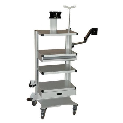 Carrello medico - CARSPEC78/5P60-TF - nuovalaris - per endoscopia / di isolamento / in alluminio
