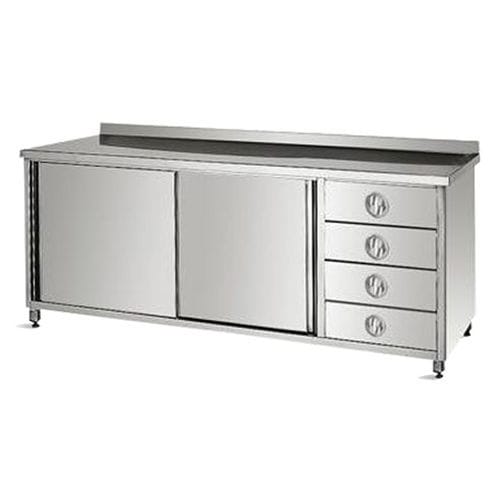 Tavolo da lavoro - PS-SSWT02 - PROJESAN - rettangolare / in acciaio inossidabile / con cassetti