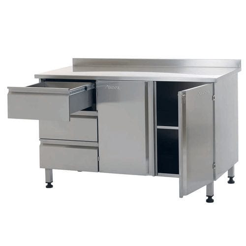 Tavolo da lavoro - MD 4050 - MESPA - rettangolare / in acciaio inossidabile / con cassetti