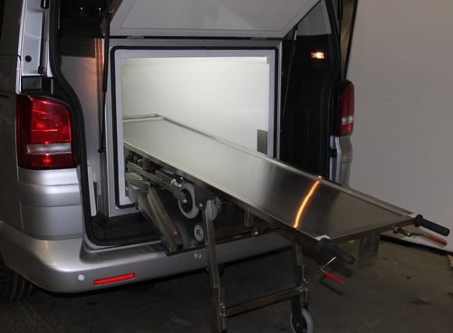 Cella mortuaria frigorifera per feretri - 4200 L - EIHF-ISOFROID - 1 salma / a carico frontale / con carrelli di carico