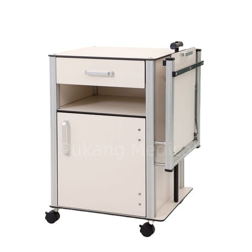 Comodino con rotelle - D-18 - Hebei Pukang Medical Instruments - con tavolino servitore / con cassetti