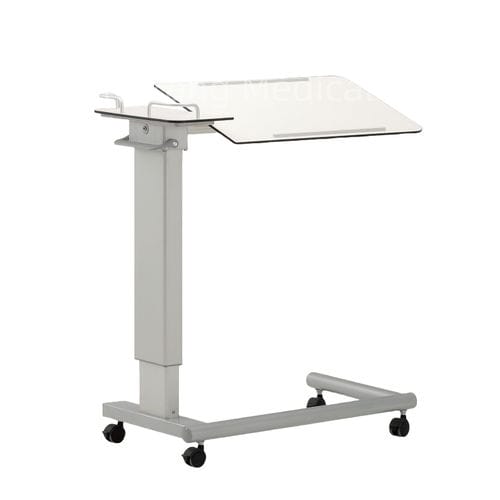 Tavolino servitore ad altezza regolabile - T-31 - Hebei Pukang Medical Instruments - con rotelle / inclinabile / ad azionamento manuale