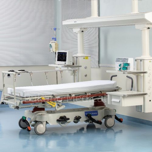 Barella con carrello da trasporto - E-9 - Hebei Pukang Medical Instruments - di emergenza / manuale / radiotrasparente