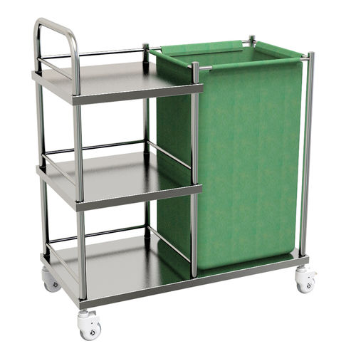 Carrello portabiancheria per sacchi sporchi - SKH027 - Jiangsu Saikang Medical Equipment - ospedaliero / con cestello per rifiuti / 3 ripiani