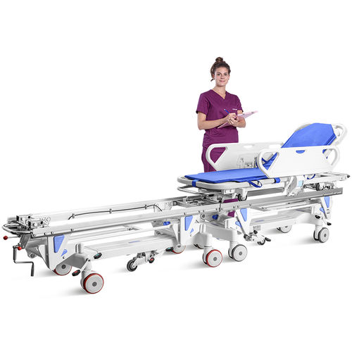 Barella con carrello passamalati - SKB041 - Jiangsu Saikang Medical Equipment - di trasferimento / manuale / con schienale regolabile