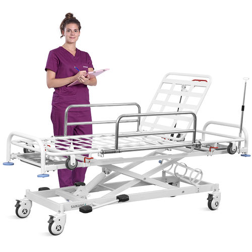 Barella con carrello da trasporto - SKB041-3S - Jiangsu Saikang Medical Equipment - idraulica / ad altezza regolabile / con schienale regolabile