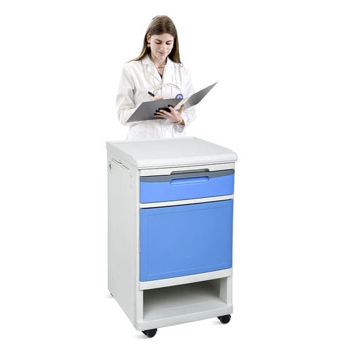 Comodino con rotelle - SKS039 - Jiangsu Saikang Medical Equipment - con tavolino servitore / con cassetti