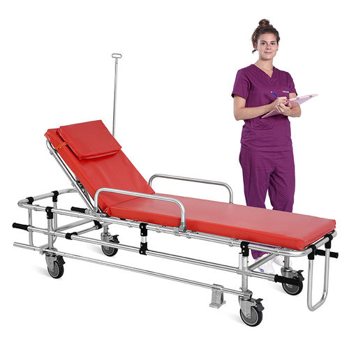 Barella con carrello da trasporto - SKB039(A) - Jiangsu Saikang Medical Equipment - per ambulanze / manuale / con schienale regolabile
