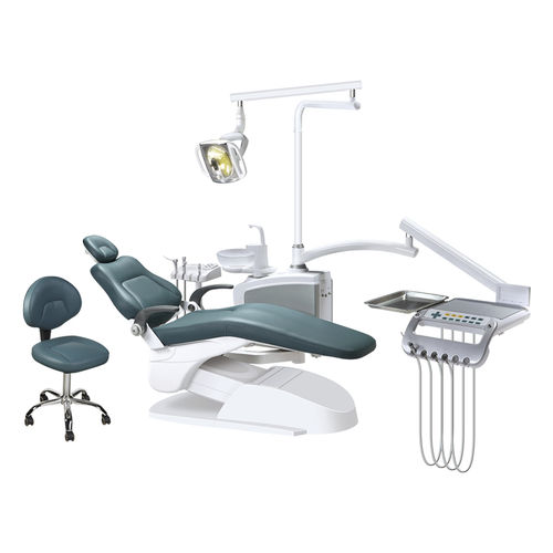 Riunito odontoiatrico con poggiatesta flessibile - SDL-C0239 - Jiangsu Saikang Medical Equipment - con illuminazione LED / blu