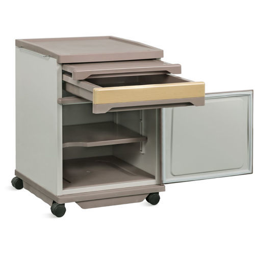 Comodino con rotelle - SKS008 - Jiangsu Saikang Medical Equipment - con tavolino servitore integrato / con armadietto / con cassetti