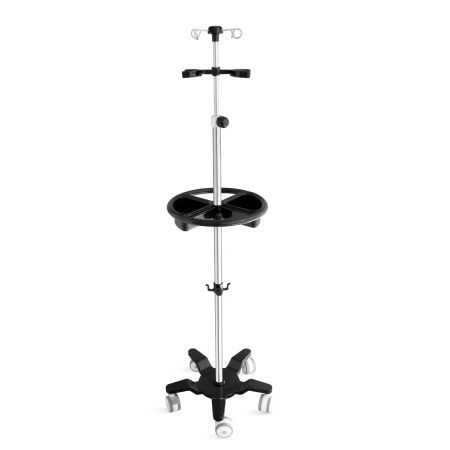 Asta portaflebo con rotelle - SKH041(15) - Jiangsu Saikang Medical Equipment - 4 ganci / in acciaio inossidabile / ad altezza regolabile