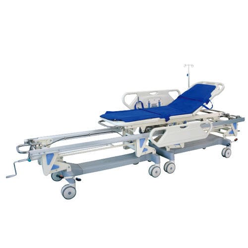 Barella con carrello di trasferimento - YFTC-J2C - Jiangsu Yongfa Medical Equipment Technology - manuale / ad altezza regolabile / con barriere laterali