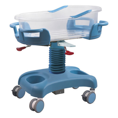 Culla pediatrica con rotelle - YFY068L-W1 - Jiangsu Yongfa Medical Equipment Technology - ad altezza regolabile / in alluminio / trasparente