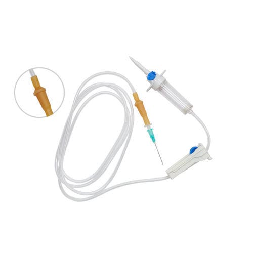 Set di infusione in polivinilcloruro (PVC) - Pro Inject - Lars Medicare Pvt Ltd. - con rubinetto / con camera di gocciolamento / con componente senza lattice