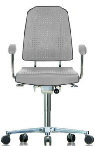 Sedia da ufficio da laboratorio - WS 9220 LIGHT GREY - Werksitz - con rotelle / con braccioli / ad altezza regolabile