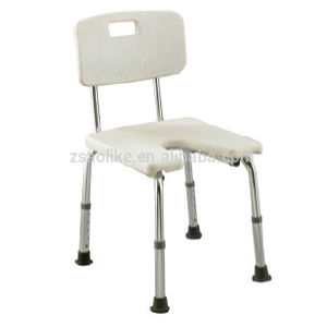 Sedia da doccia con apertura igienica - ALK406L - Zhongshan Aolike Medical Equipment Technology - con schienale / ad altezza regolabile