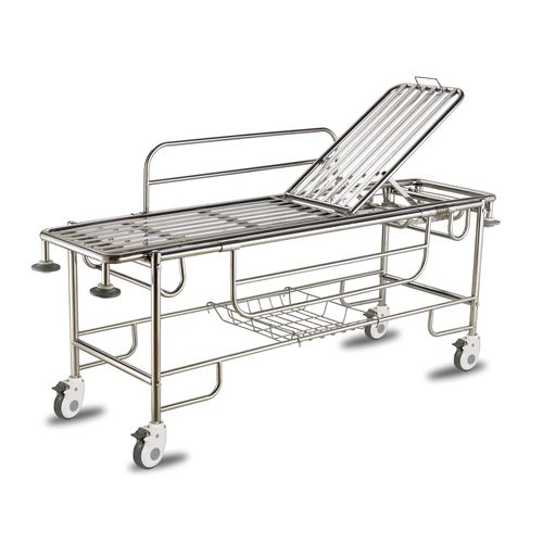 Barella con carrello da trasporto - ALK06-A103B - Zhongshan Aolike Medical Equipment Technology - manuale / con schienale regolabile / 2 sezioni