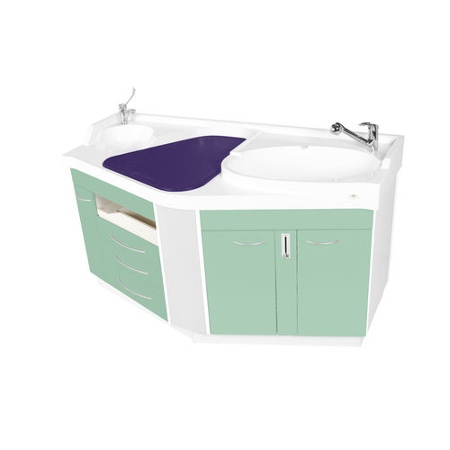 Mobile con fasciatoio per ospedali - Pédiamax - Loxos - per biopulizia / con bilancia pesaneonati / con lavabo