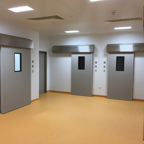 Porta di isolamento - Dortek - per ospedale / scorrevole / in acciaio inossidabile