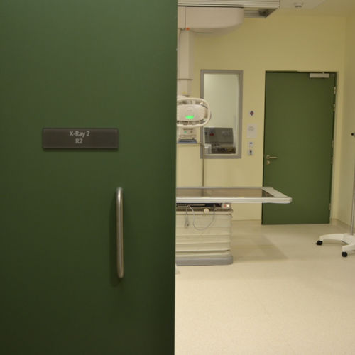 Porta di protezione - FRP - Dortek - per ospedale / scorrevole