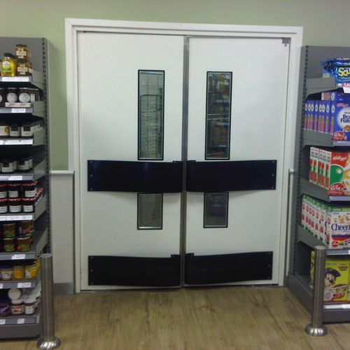 Porta per ospedale - Crash - Dortek - per l'industria farmaceutica / scorrevole / GRP