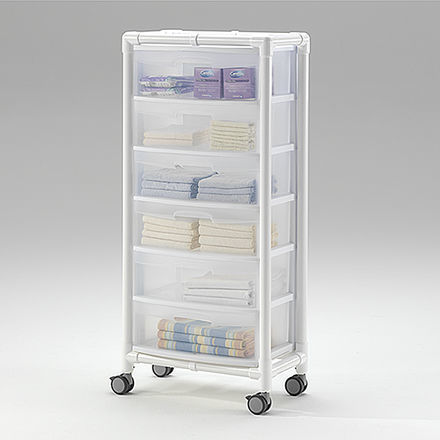 Carrello portabiancheria medico - LTW 200 - RCN Medizin - da trasporto / 6 cassetti / in plastica