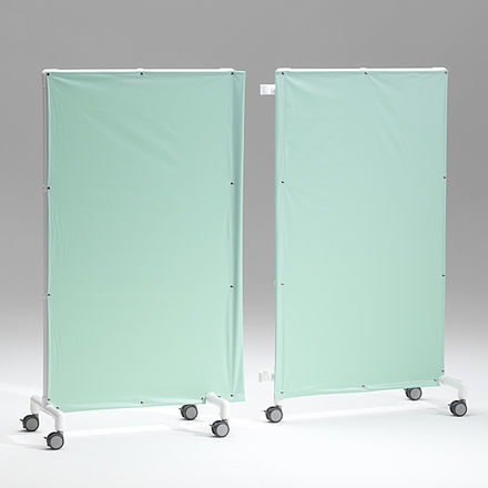 Paravento medicale con rotelle - PV10 EM10 - RCN Medizin - 2 pannelli / con tendina