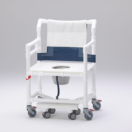 Sedia da doccia con braccioli - SCC 250 OS DS ASAOS MFTOS - RCN Medizin - con rotelle / con poggiapiedi scorrevole / con apertura igienica