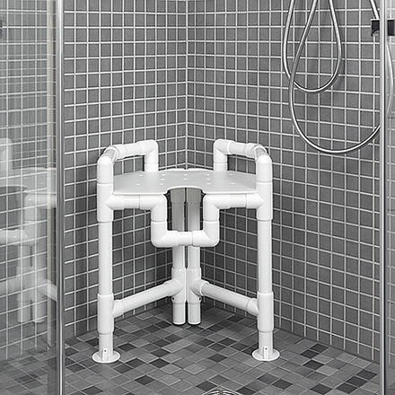 Sgabello da doccia con braccioli - DWH 86 - RCN Medizin - senza schienale / con apertura igienica / in plastica