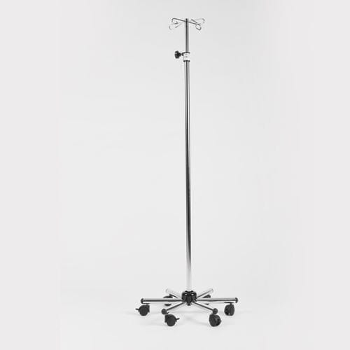 Asta portaflebo con rotelle - Cablas - 4 ganci / amagnetica / in acciaio inossidabile