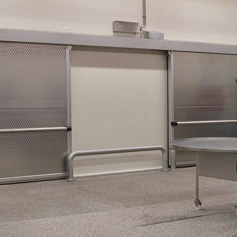 Porta con schermatura - Polaris Freezer - Metaflex Doors Europe - per camera frigorifera da laboratorio / scorrevole / in acciaio inossidabile