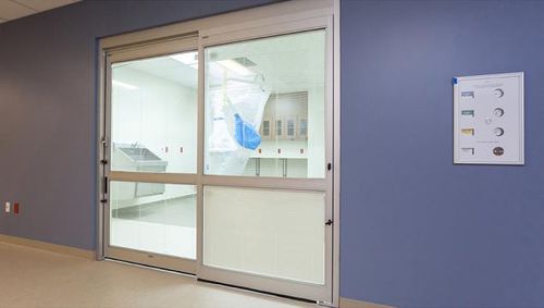 Porta per ospedale - Dura-Care 7000TL - Stanley Access Technologies - scorrevole / in vetro