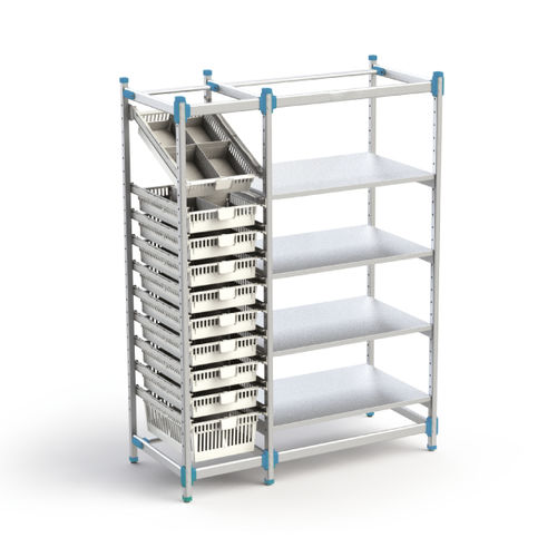Scaffalatura 4 ripiani - Easyflex - Sclessin Productions - per cestelli