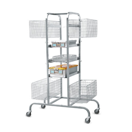 Carrello medico - Sclessin Productions - per strumenti chirurgici / in acciaio inossidabile / con ripiano