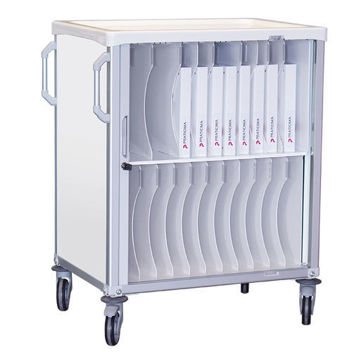 Carrello per cartelle mediche - 8C010BP - PRATICIMA - in plastica / in alluminio anodizzato / con serrandina