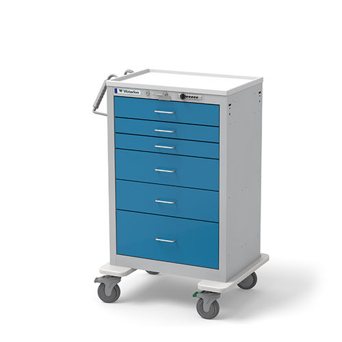 Carrello per anestesia - UXGSU-333669-ELB - Waterloo Healthcare - con tavola per massaggio cardiaco / 6 cassetti