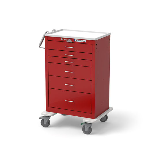 Carrello di emergenza - UXRLU-333669-RED - Waterloo Healthcare - con tavola per massaggio cardiaco / 6 cassetti
