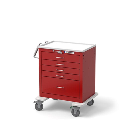 Carrello di emergenza - USRLU-33339-RED - Waterloo Healthcare - con tavola per massaggio cardiaco / 5 cassetti