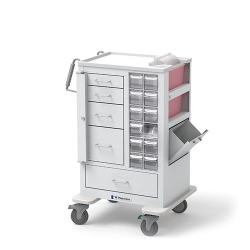 Carrello di stoccaggio - MTWA-34696-WHT - Waterloo Healthcare - per prelievo di sangue / portarifiuti / 5 cassetti