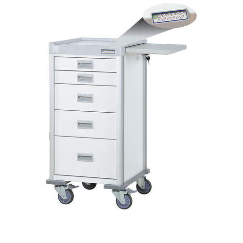 Carrello multifunzione - QT41WE33669-WHI - Logiquip - in alluminio / 5 cassetti / con serratura elettronica