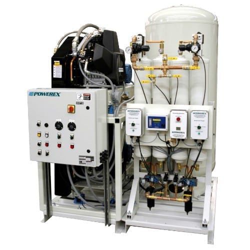 Sistema di compressione d'aria medico - MTD0103	 - Powerex - a pistone / fisso / 2 postazioni