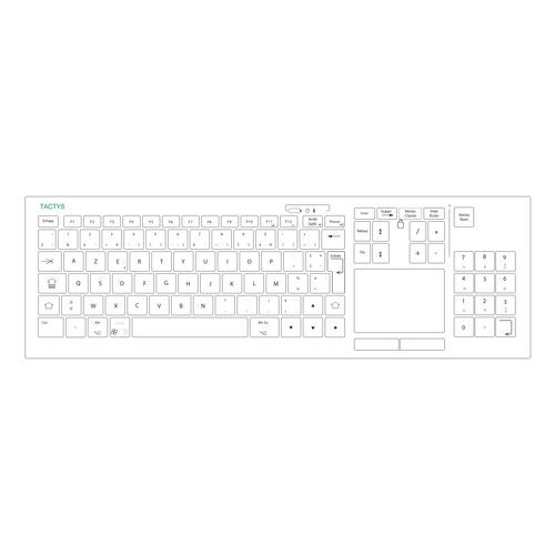 Tastiera medicale con touchpad - SLIM 1023 - TACTYS - con tastierino numerico / in vetro / senza fili