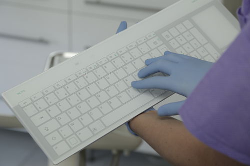 Tastiera medicale con tastierino numerico - SLIM 1007  - TACTYS - in vetro / disinfettabile / senza fili