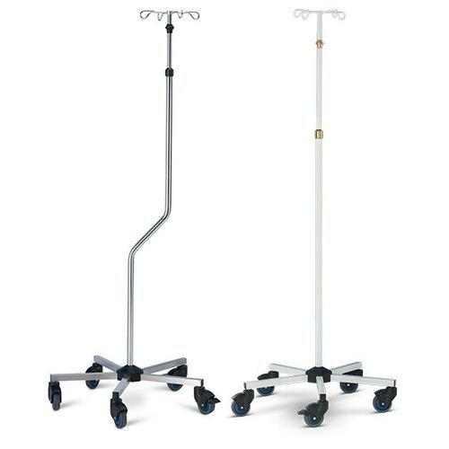 Asta portaflebo con rotelle - AI2110 - Lojer - 4 ganci / in acciaio inossidabile / in alluminio