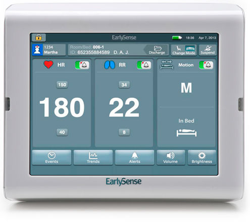 Monitor di segni vitali compatto - EarlySense Vitals - EarlySense - di frequenza cardiaca / di frequenza respiratoria / per terapia intensiva