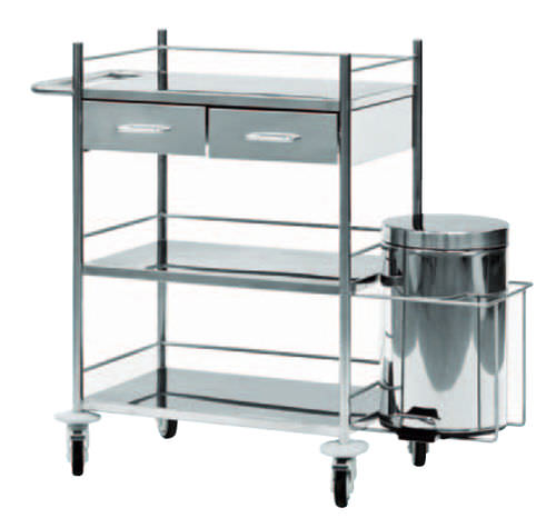Carrello multifunzione - CU.30.309I - Orla Equipamientos Clínicos - portarifiuti / in acciaio inossidabile / con cestello per rifiuti
